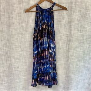 BB Dakota Halter Tie Trapeze Mini Dress Blue